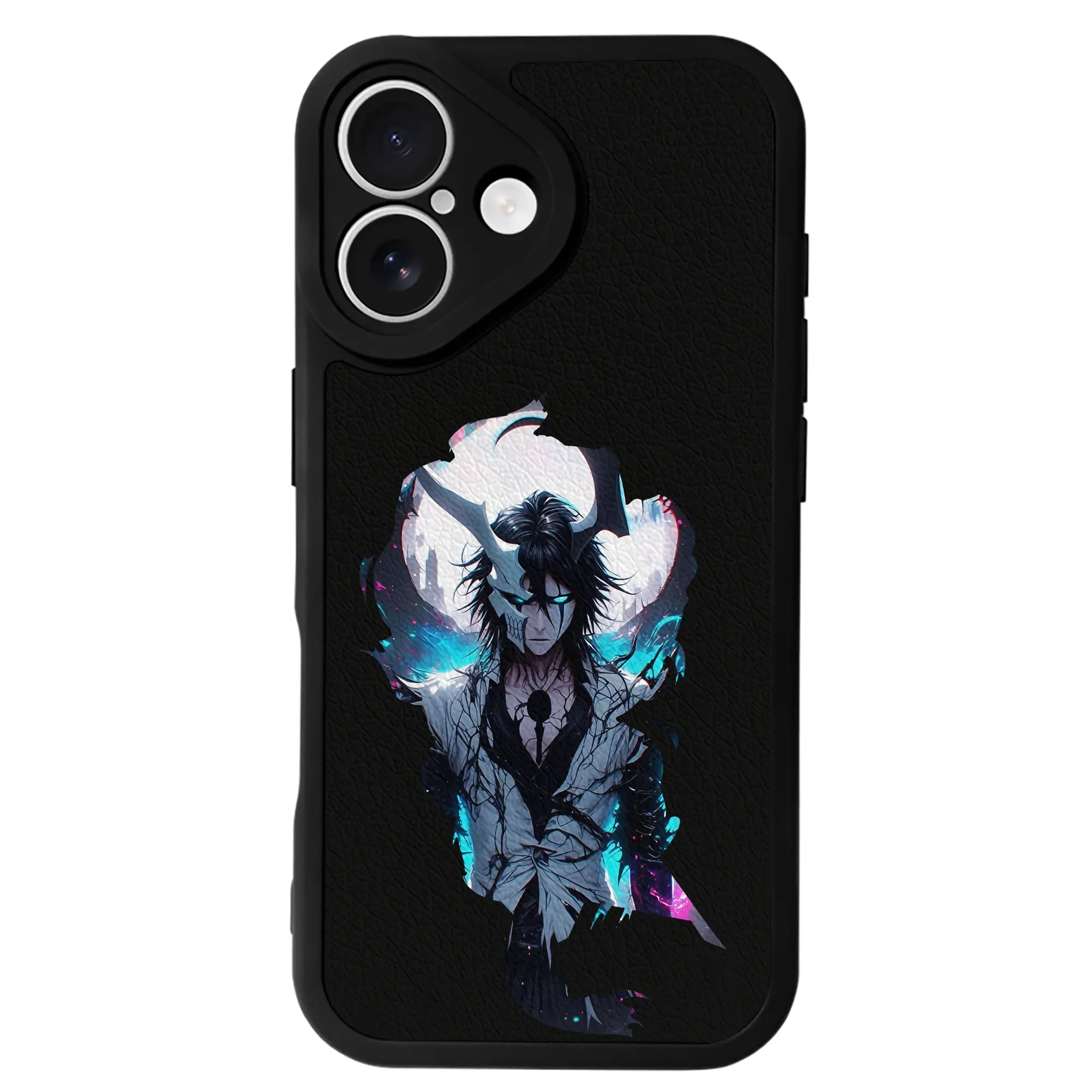 ブリーチ グッズ ウルキオラ・シファー - IPhone 16シリーズ対応 ・ シリコンスマホケース ・ レザー調 ・ 高精度フィット ・ 耐衝撃 ・ ワイヤレス充電対応 ・ 精密カット